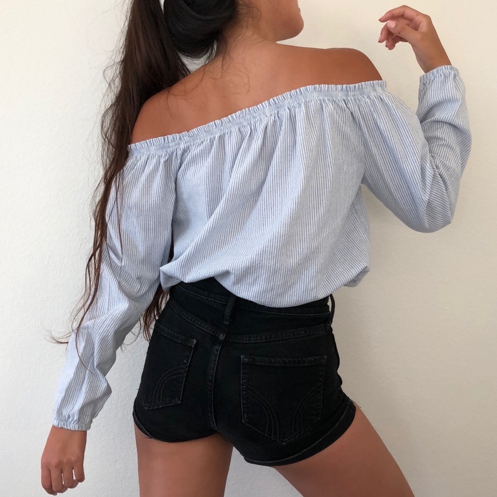 brandy melville striped maura off the shoulder top - Picture 2 of 4